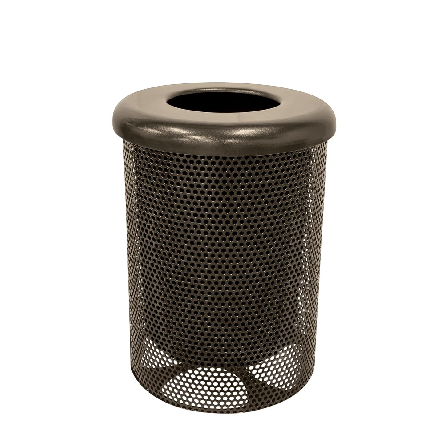 COATEDOUTDOORFURNITURE RFT-GRN Heavy Duty 32 Gallon Round Trash Receptacle, Liner Included, Green with Black Flat Top, Made in America