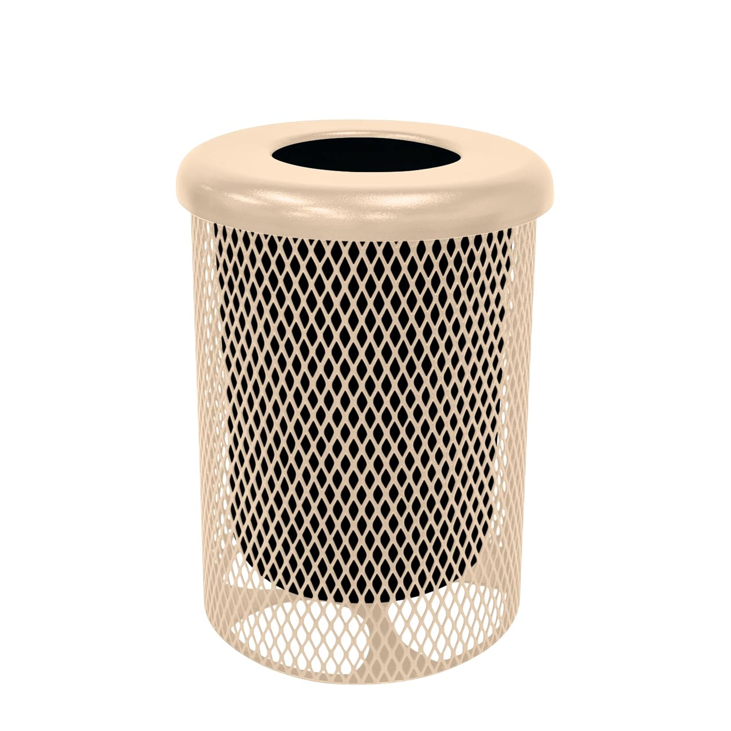 COATEDOUTDOORFURNITURE RFT-GRN Heavy Duty 32 Gallon Round Trash Receptacle, Liner Included, Green with Black Flat Top, Made in America