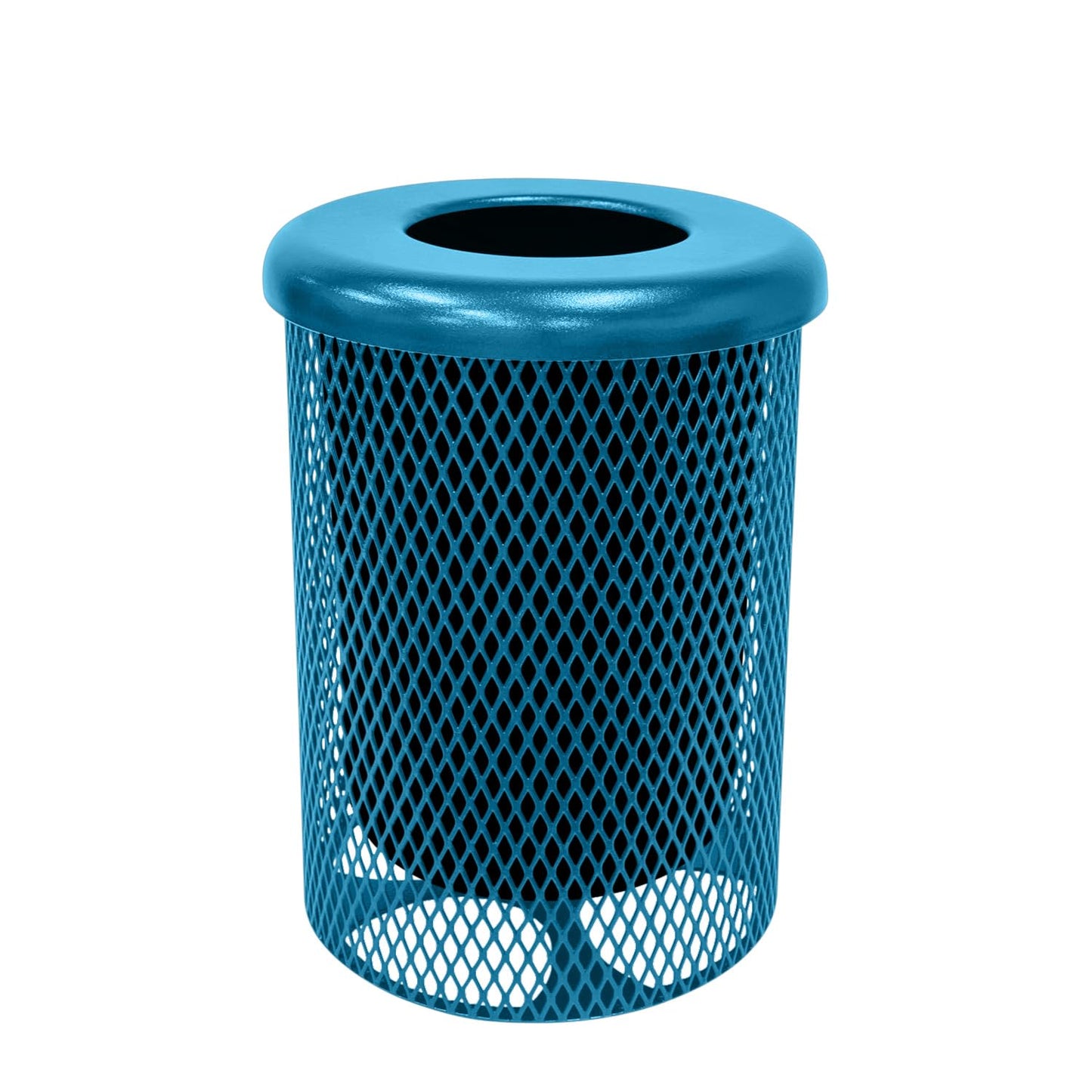 COATEDOUTDOORFURNITURE RFT-GRN Heavy Duty 32 Gallon Round Trash Receptacle, Liner Included, Green with Black Flat Top, Made in America