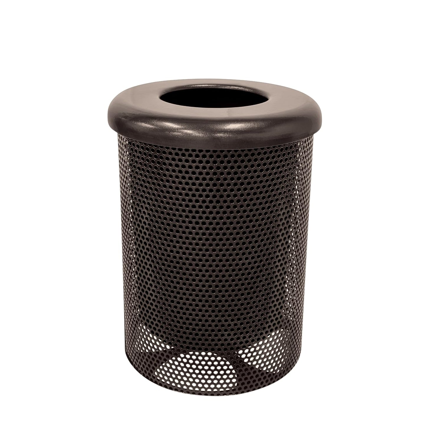 COATEDOUTDOORFURNITURE RFT-GRN Heavy Duty 32 Gallon Round Trash Receptacle, Liner Included, Green with Black Flat Top, Made in America