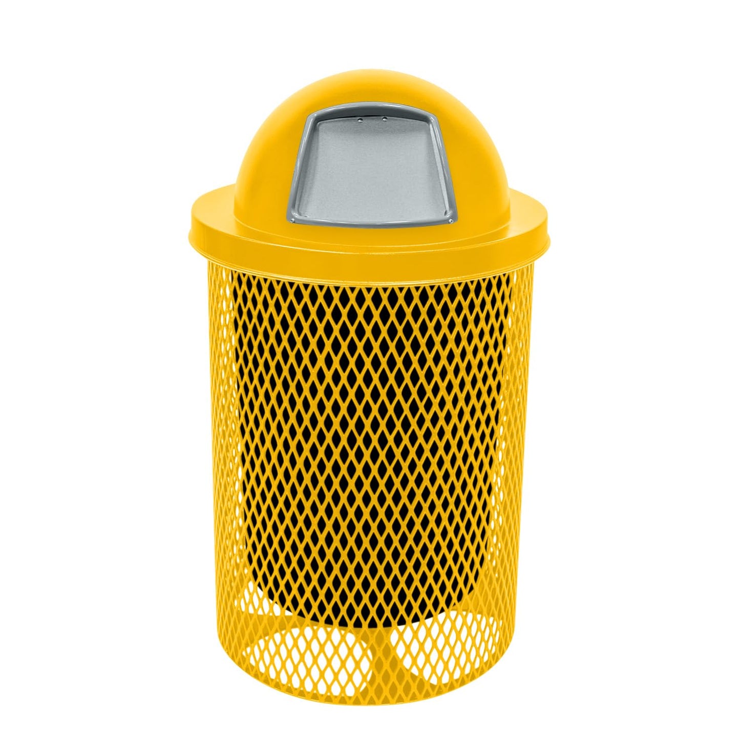 COATEDOUTDOORFURNITURE RFT-GRN Heavy Duty 32 Gallon Round Trash Receptacle, Liner Included, Green with Black Flat Top, Made in America