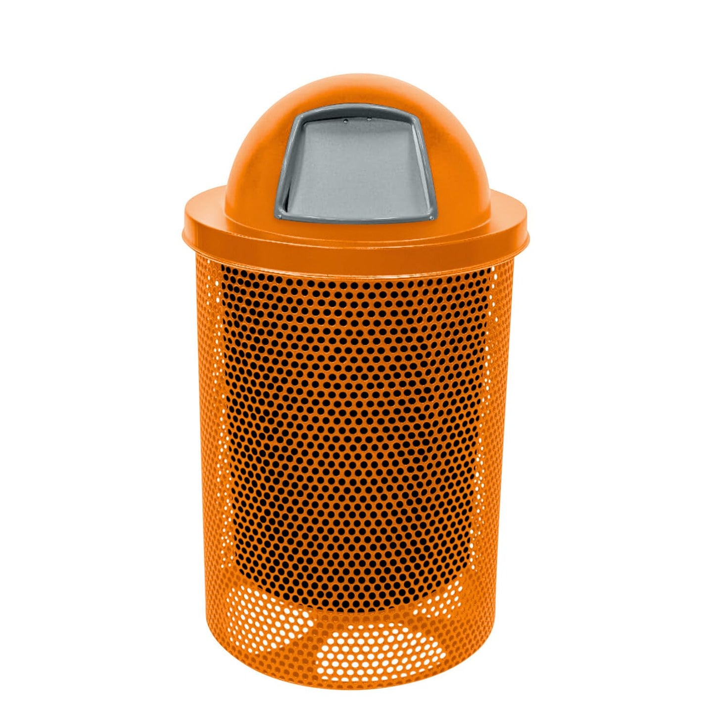 COATEDOUTDOORFURNITURE RFT-GRN Heavy Duty 32 Gallon Round Trash Receptacle, Liner Included, Green with Black Flat Top, Made in America