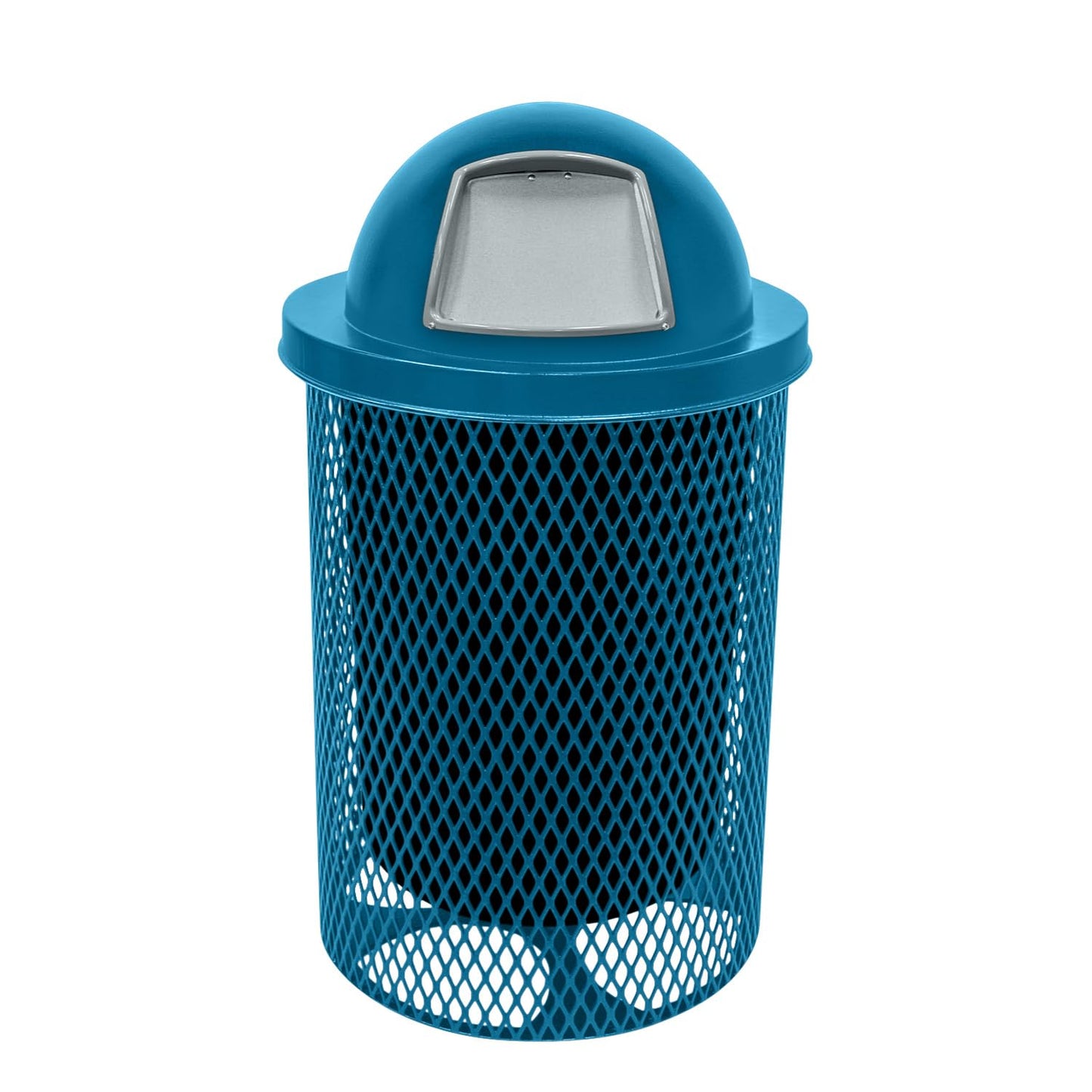 COATEDOUTDOORFURNITURE RFT-GRN Heavy Duty 32 Gallon Round Trash Receptacle, Liner Included, Green with Black Flat Top, Made in America