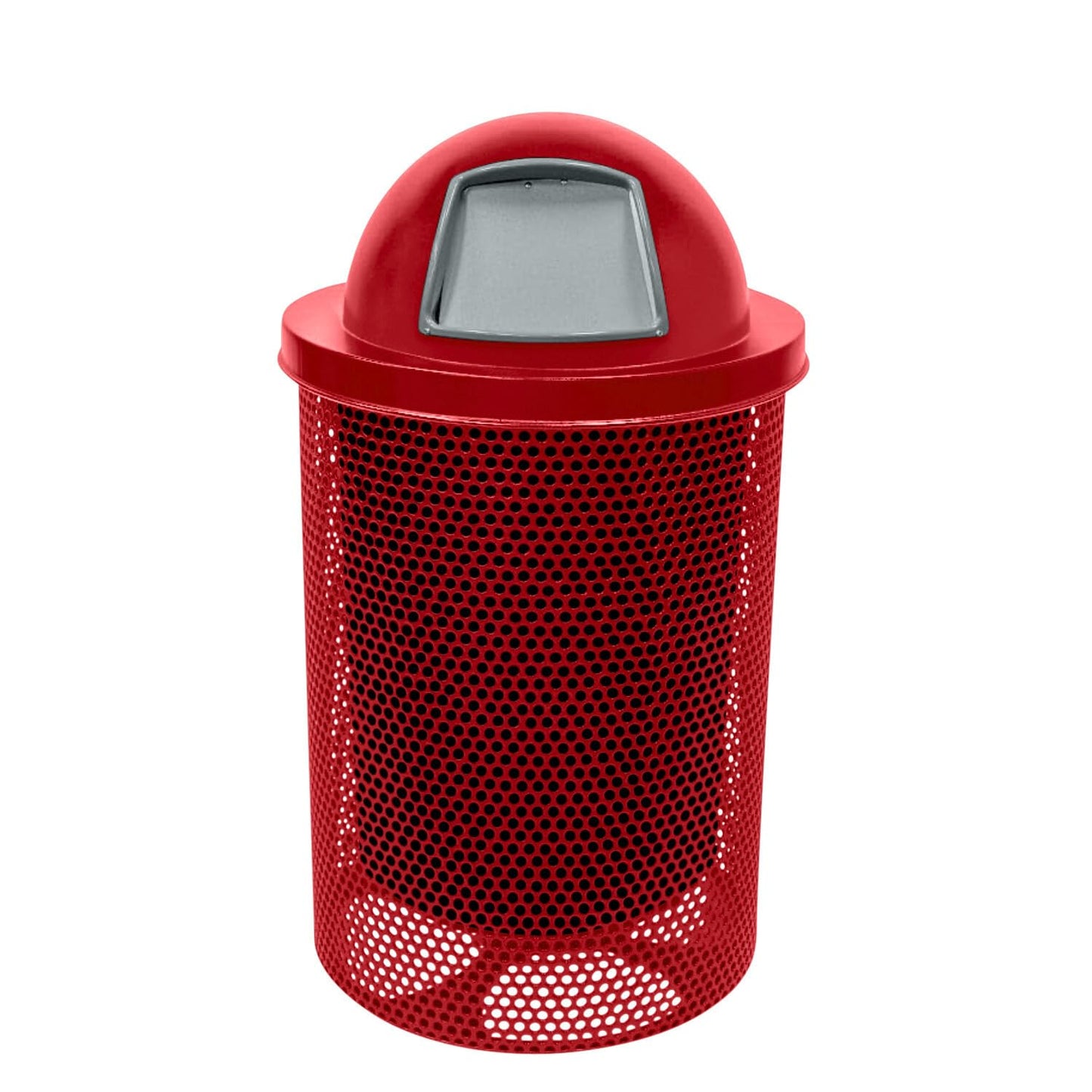COATEDOUTDOORFURNITURE RFT-GRN Heavy Duty 32 Gallon Round Trash Receptacle, Liner Included, Green with Black Flat Top, Made in America
