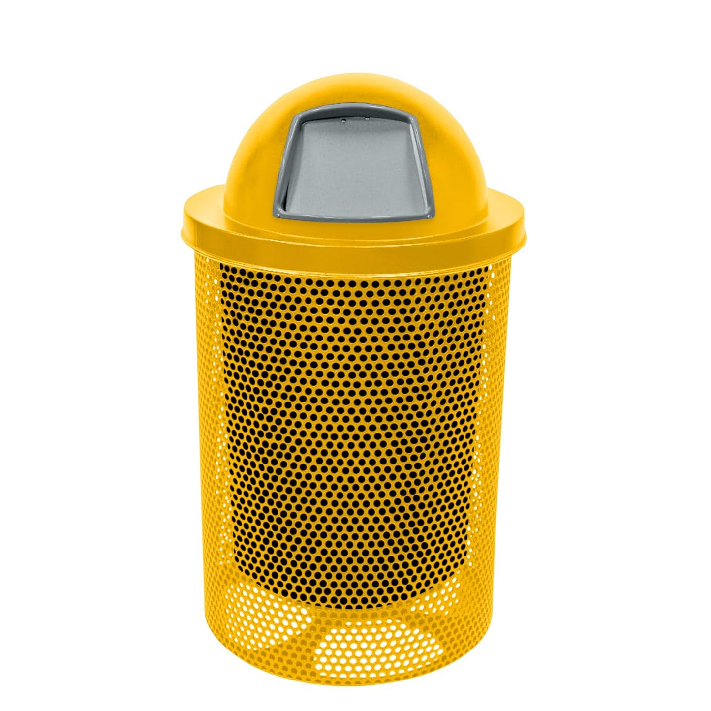 COATEDOUTDOORFURNITURE RFT-GRN Heavy Duty 32 Gallon Round Trash Receptacle, Liner Included, Green with Black Flat Top, Made in America