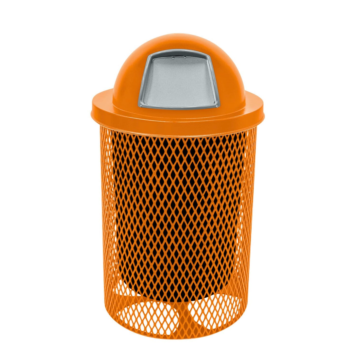 COATEDOUTDOORFURNITURE RFT-GRN Heavy Duty 32 Gallon Round Trash Receptacle, Liner Included, Green with Black Flat Top, Made in America