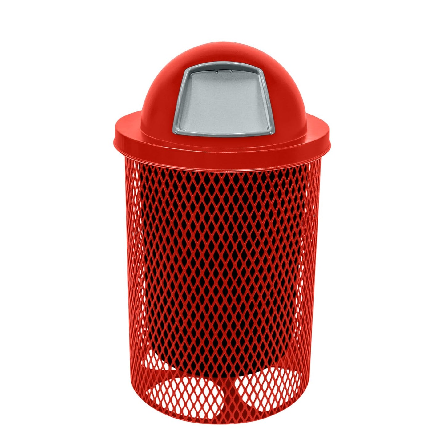 COATEDOUTDOORFURNITURE RFT-GRN Heavy Duty 32 Gallon Round Trash Receptacle, Liner Included, Green with Black Flat Top, Made in America