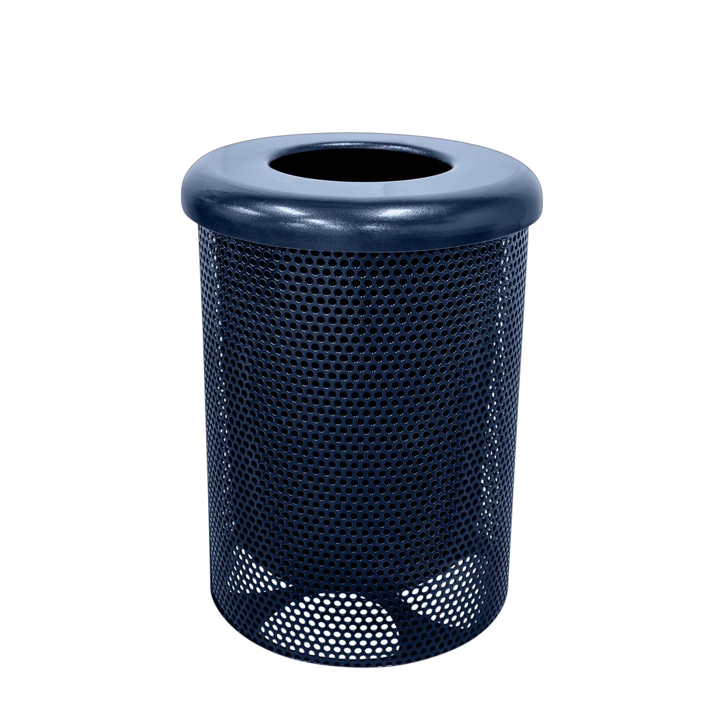 COATEDOUTDOORFURNITURE RFT-GRN Heavy Duty 32 Gallon Round Trash Receptacle, Liner Included, Green with Black Flat Top, Made in America
