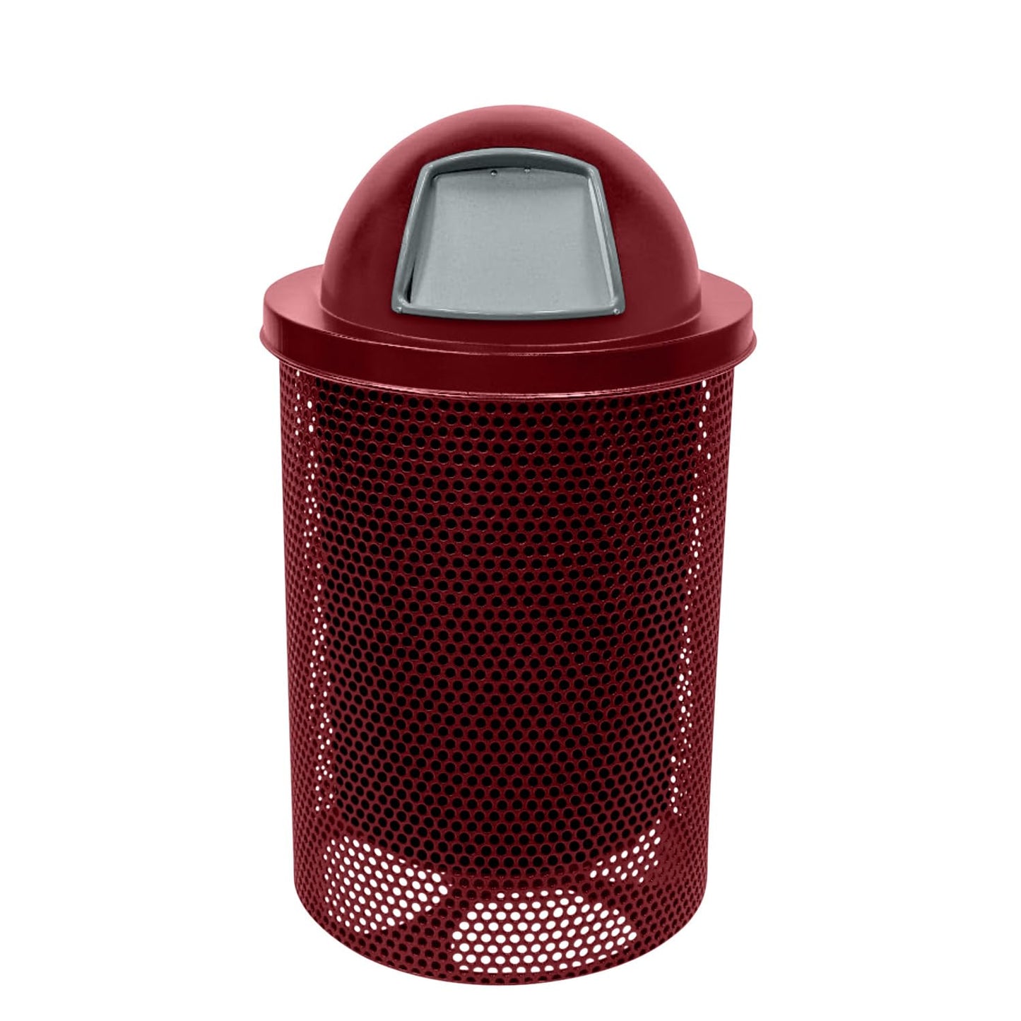 COATEDOUTDOORFURNITURE RFT-GRN Heavy Duty 32 Gallon Round Trash Receptacle, Liner Included, Green with Black Flat Top, Made in America