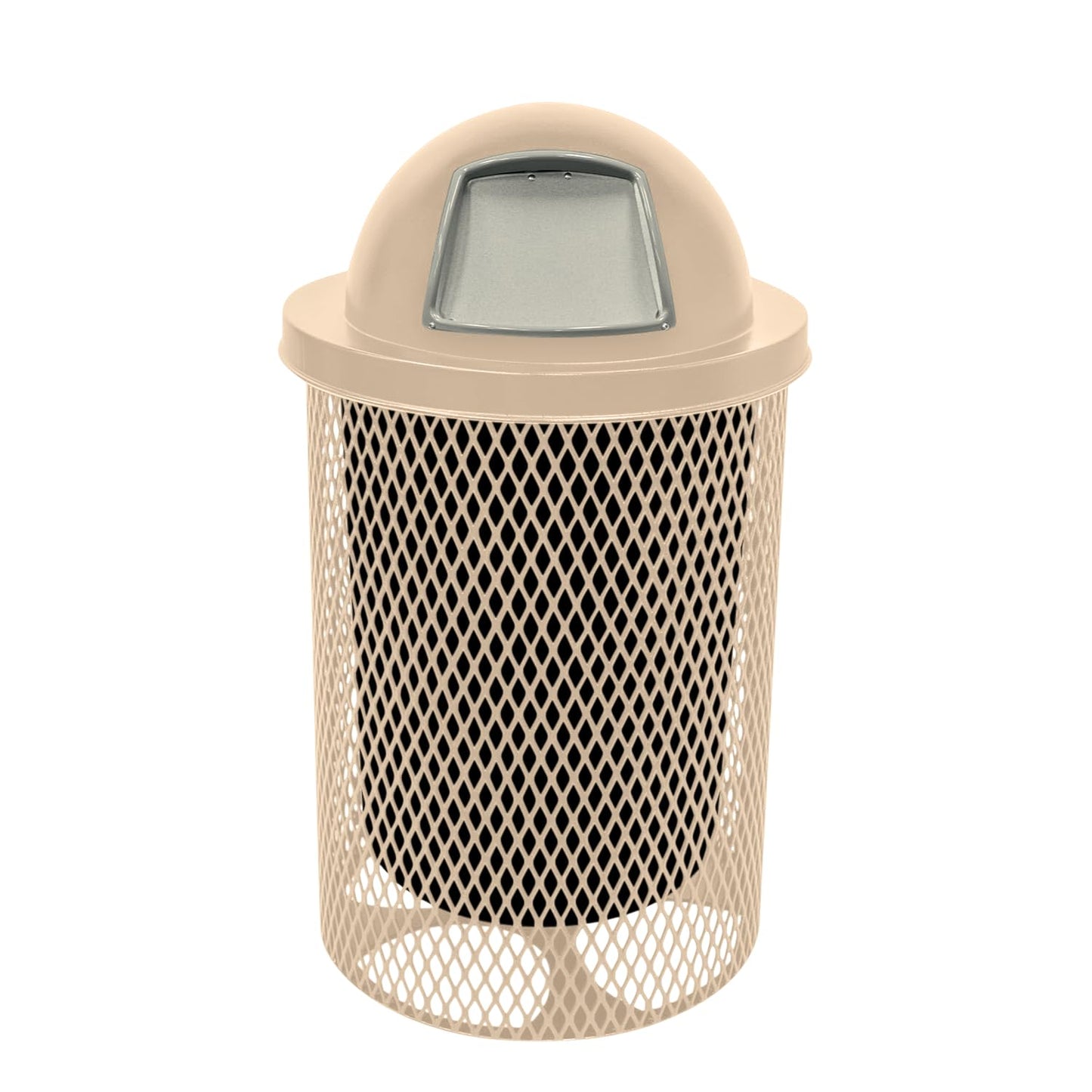 COATEDOUTDOORFURNITURE RFT-GRN Heavy Duty 32 Gallon Round Trash Receptacle, Liner Included, Green with Black Flat Top, Made in America