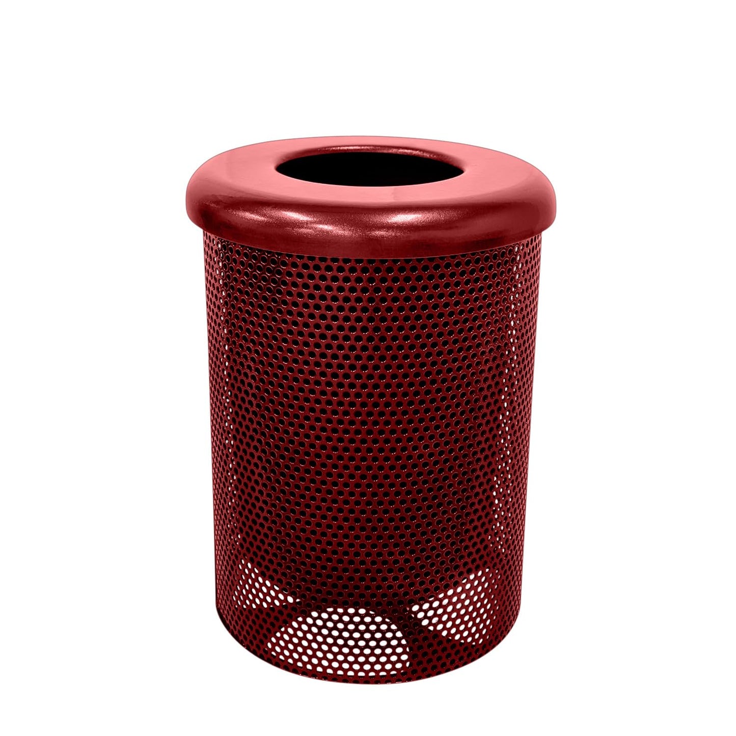 COATEDOUTDOORFURNITURE RFT-GRN Heavy Duty 32 Gallon Round Trash Receptacle, Liner Included, Green with Black Flat Top, Made in America
