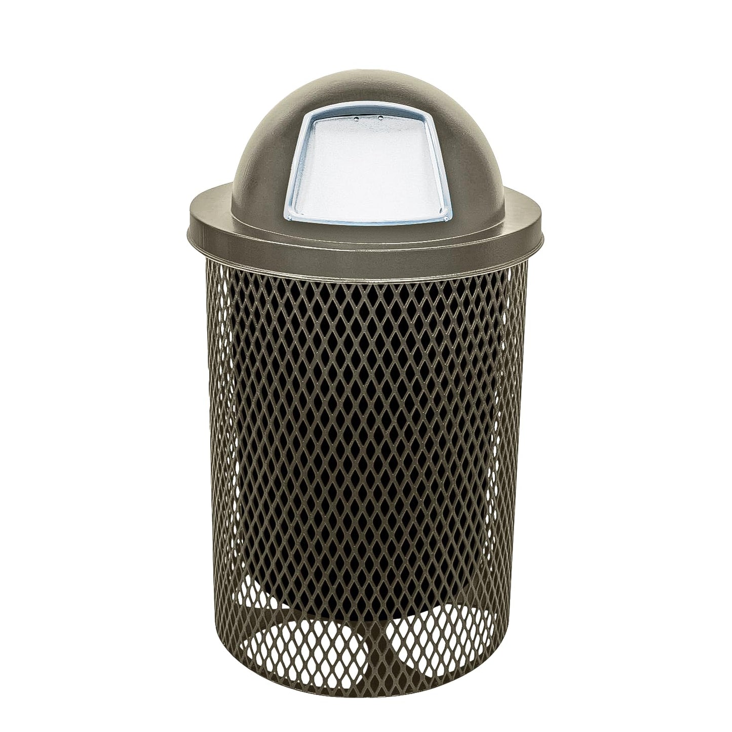 COATEDOUTDOORFURNITURE RFT-GRN Heavy Duty 32 Gallon Round Trash Receptacle, Liner Included, Green with Black Flat Top, Made in America