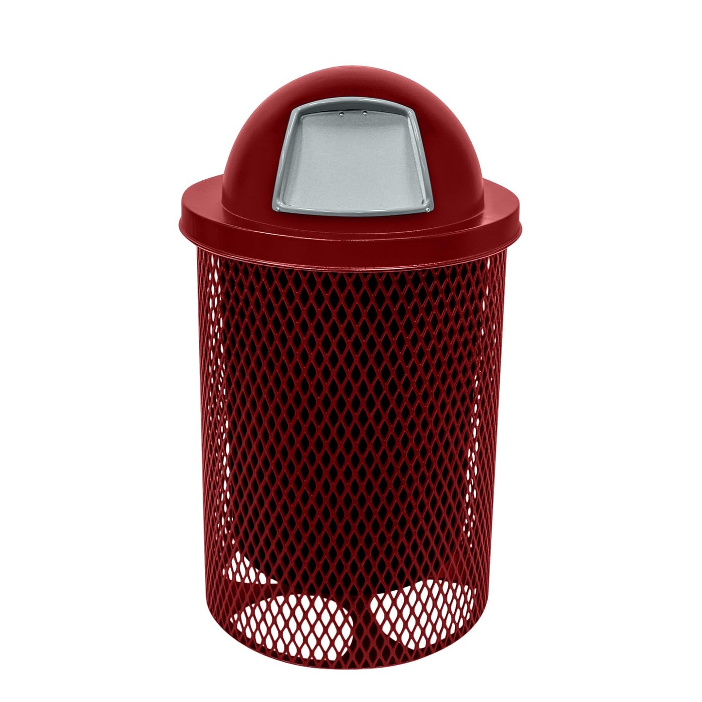 COATEDOUTDOORFURNITURE RFT-GRN Heavy Duty 32 Gallon Round Trash Receptacle, Liner Included, Green with Black Flat Top, Made in America
