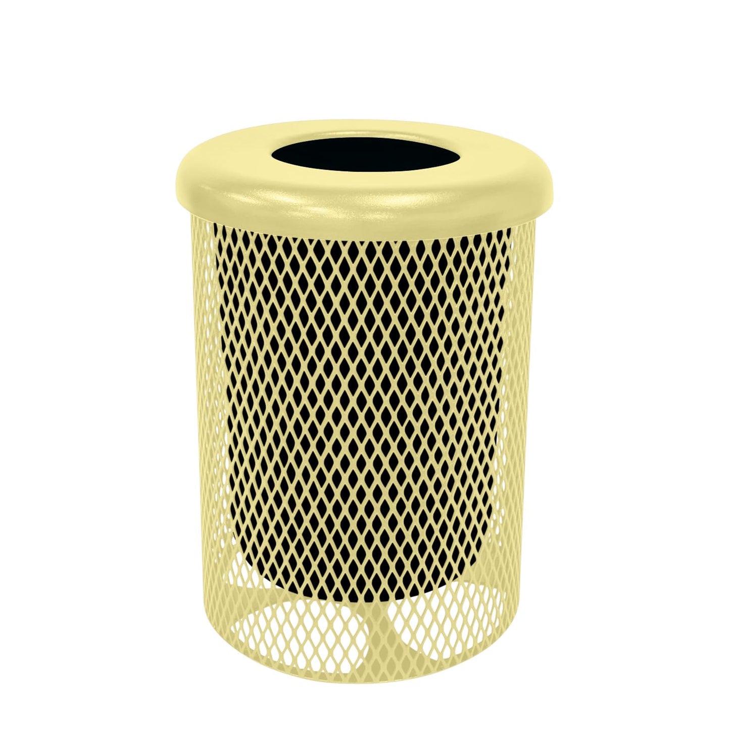 COATEDOUTDOORFURNITURE RFT-GRN Heavy Duty 32 Gallon Round Trash Receptacle, Liner Included, Green with Black Flat Top, Made in America