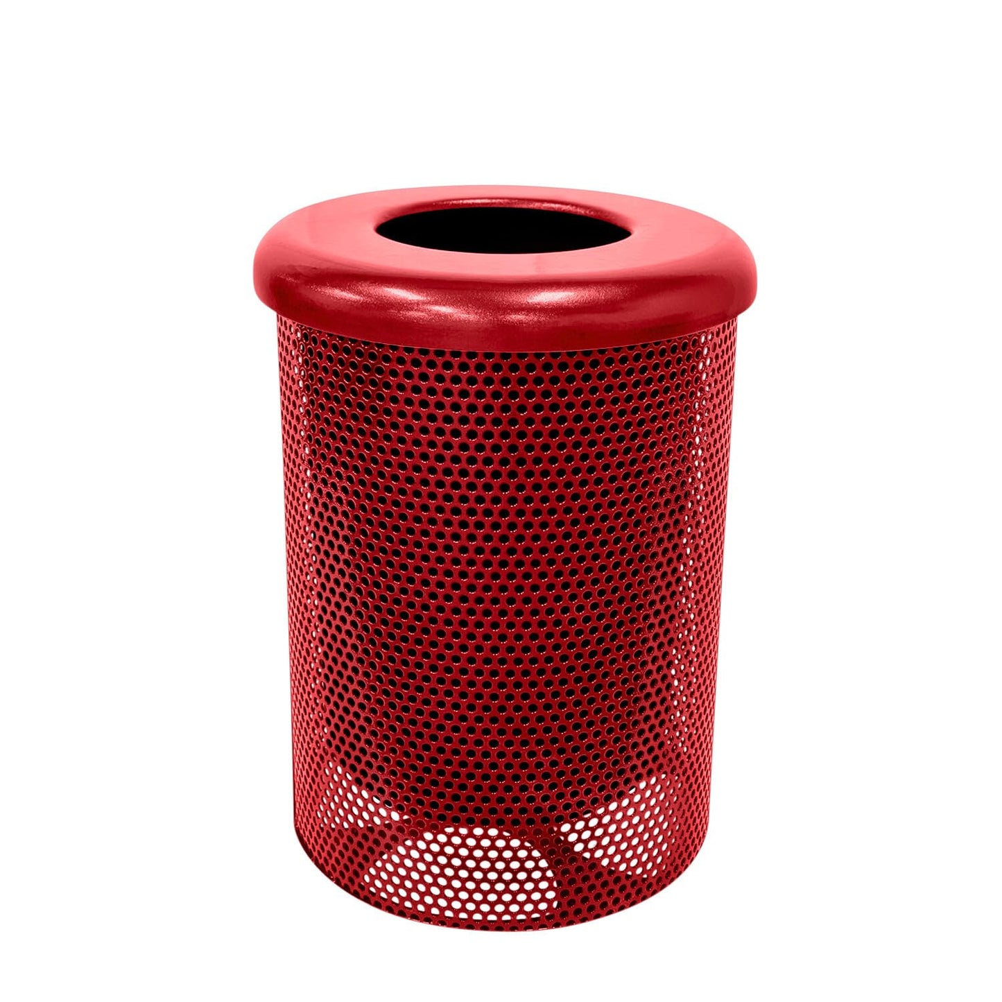 COATEDOUTDOORFURNITURE RFT-GRN Heavy Duty 32 Gallon Round Trash Receptacle, Liner Included, Green with Black Flat Top, Made in America