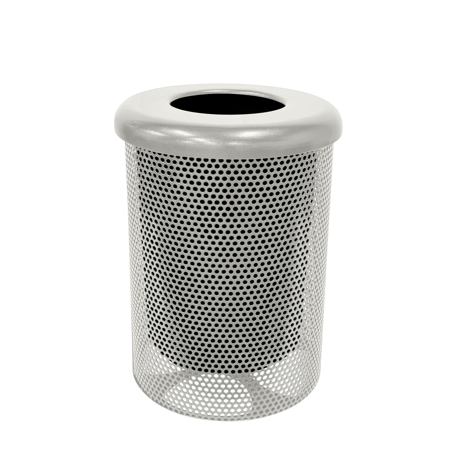 COATEDOUTDOORFURNITURE RFT-GRN Heavy Duty 32 Gallon Round Trash Receptacle, Liner Included, Green with Black Flat Top, Made in America