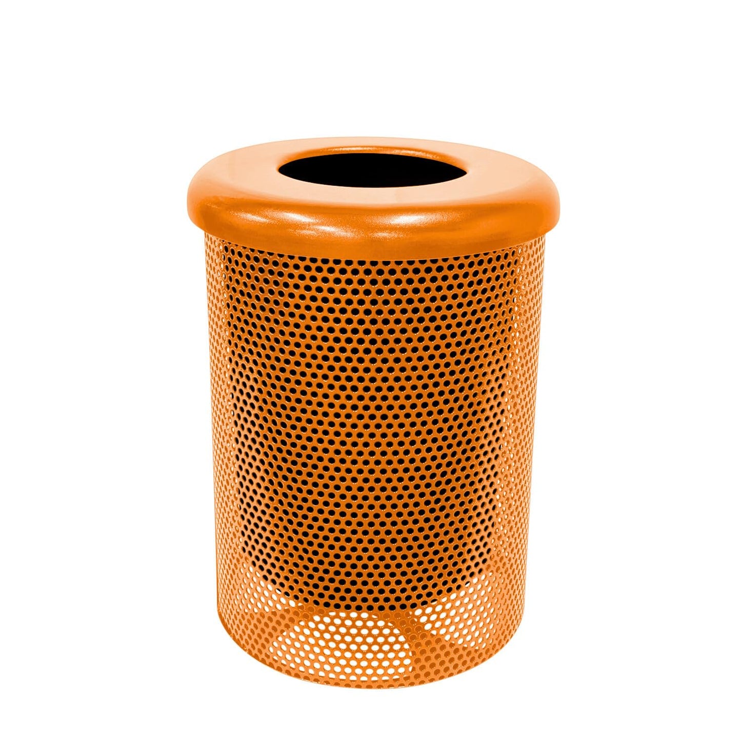 COATEDOUTDOORFURNITURE RFT-GRN Heavy Duty 32 Gallon Round Trash Receptacle, Liner Included, Green with Black Flat Top, Made in America