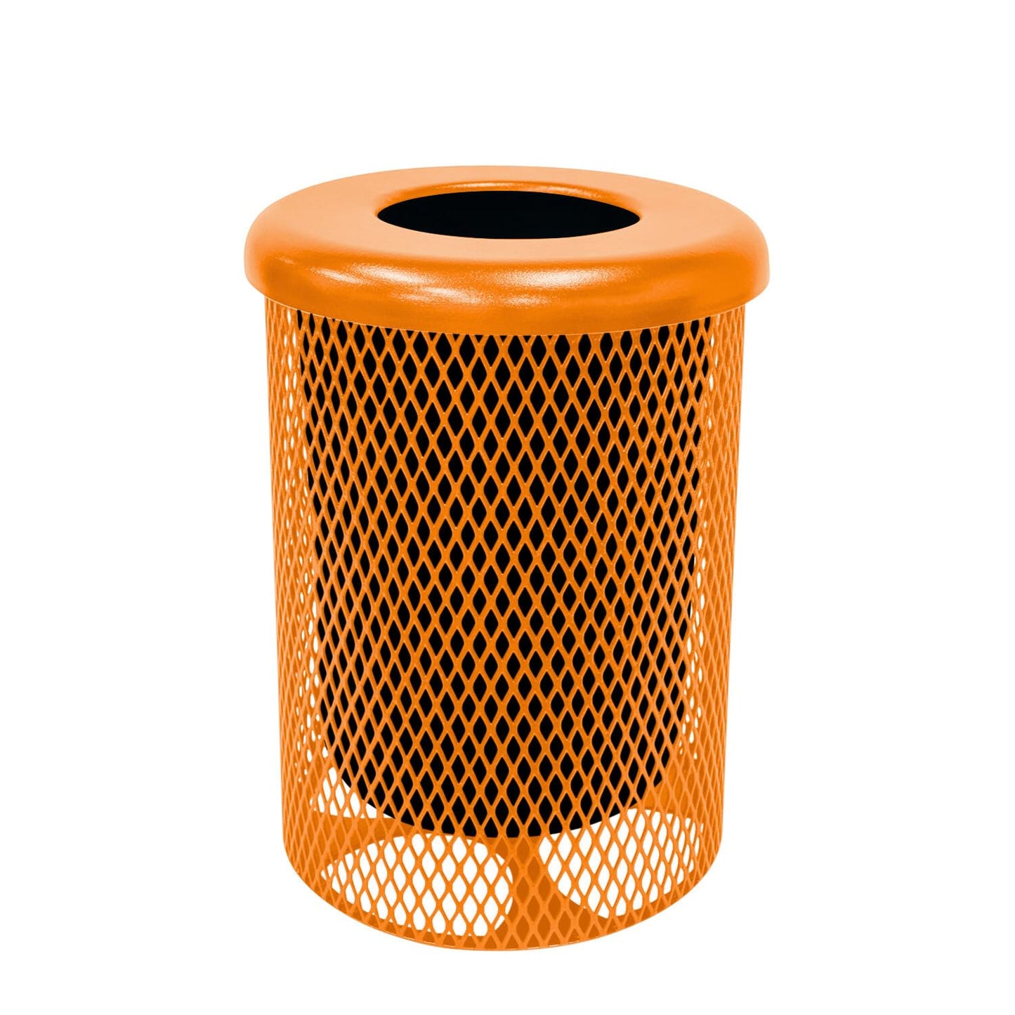 COATEDOUTDOORFURNITURE RFT-GRN Heavy Duty 32 Gallon Round Trash Receptacle, Liner Included, Green with Black Flat Top, Made in America