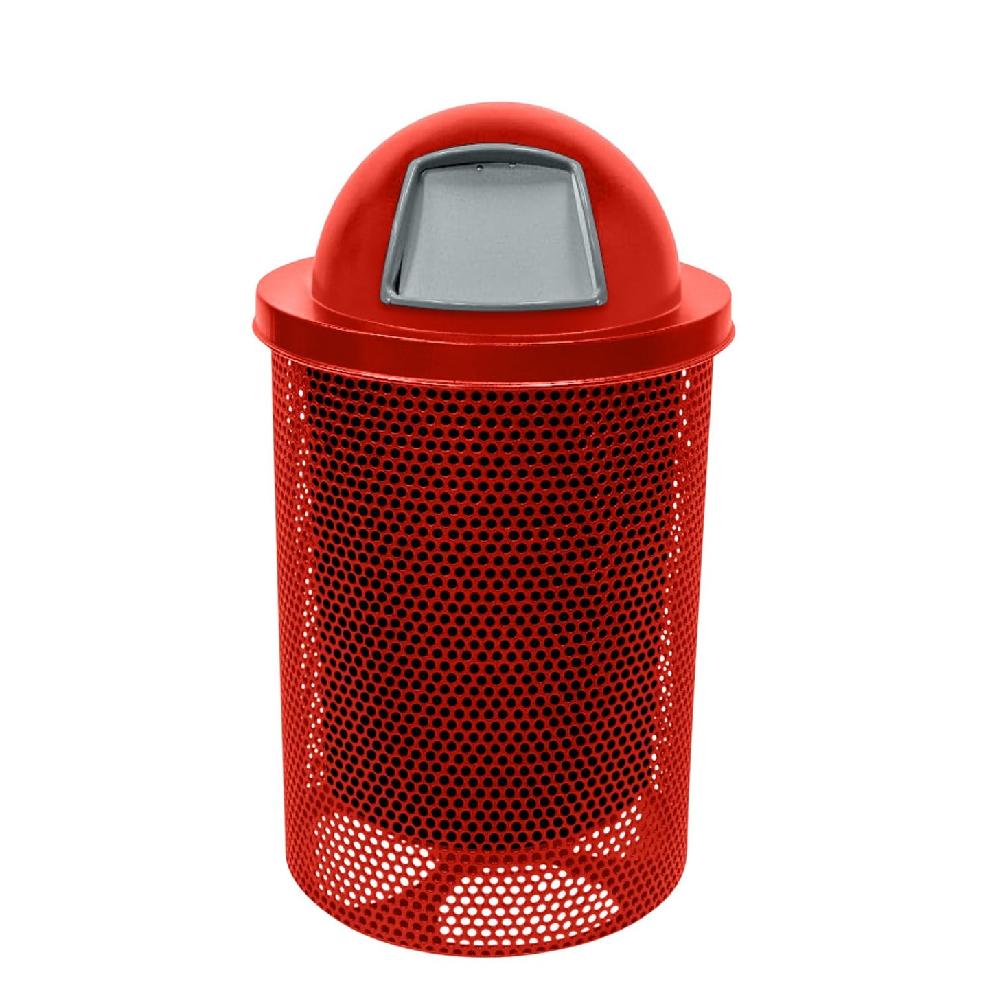 COATEDOUTDOORFURNITURE RFT-GRN Heavy Duty 32 Gallon Round Trash Receptacle, Liner Included, Green with Black Flat Top, Made in America