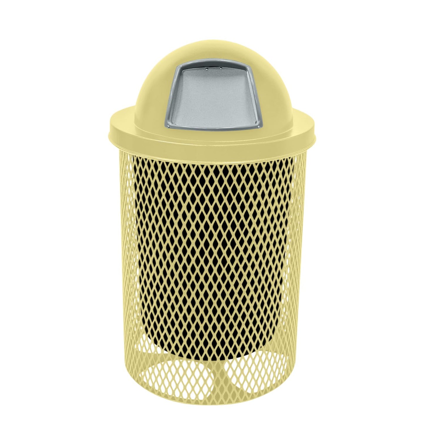 COATEDOUTDOORFURNITURE RFT-GRN Heavy Duty 32 Gallon Round Trash Receptacle, Liner Included, Green with Black Flat Top, Made in America