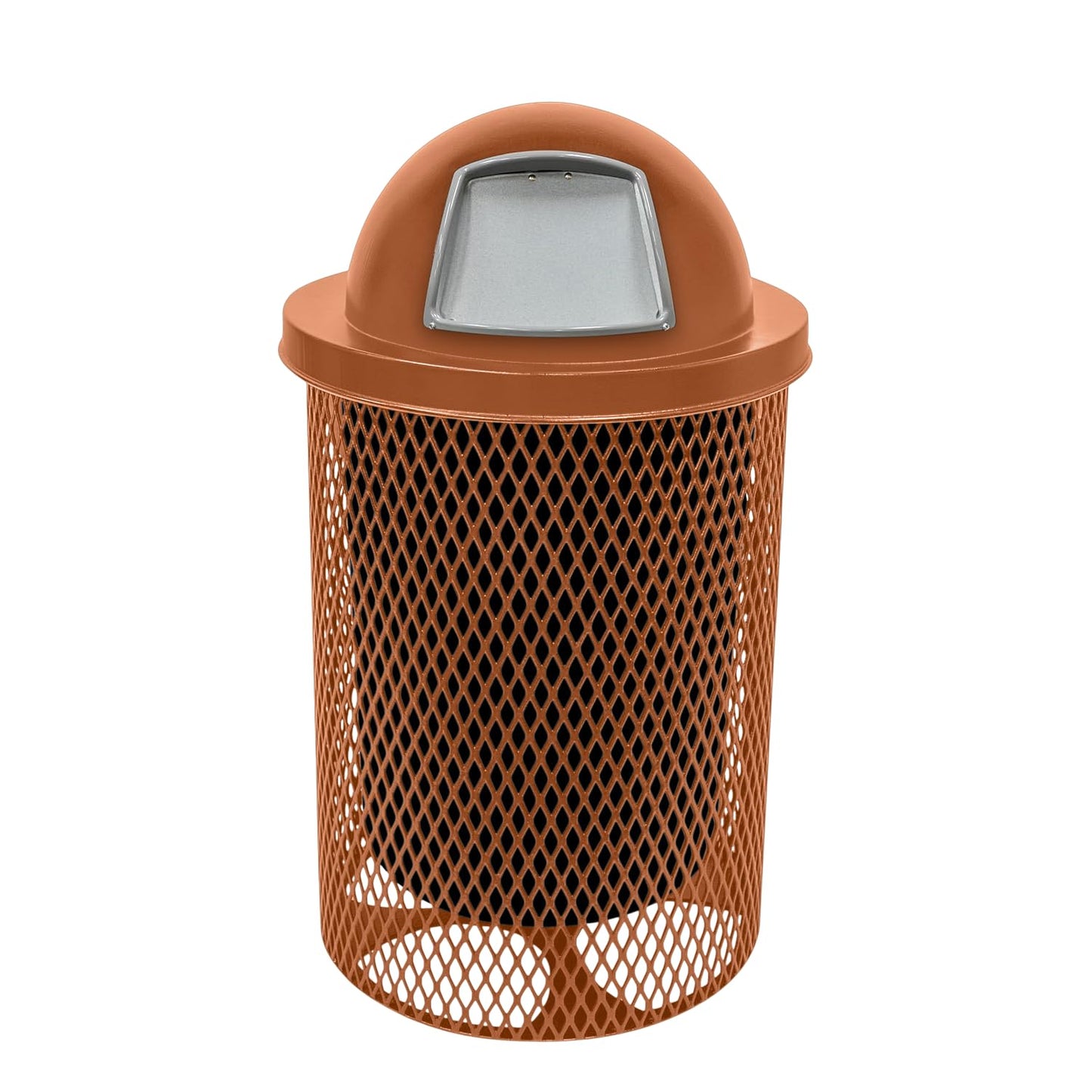 COATEDOUTDOORFURNITURE RFT-GRN Heavy Duty 32 Gallon Round Trash Receptacle, Liner Included, Green with Black Flat Top, Made in America