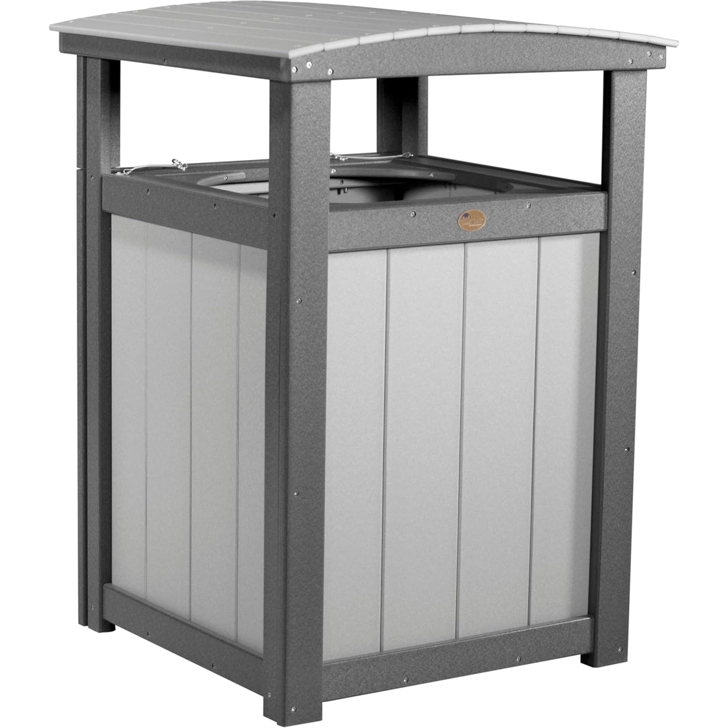 LuxCraft Poly Outdoor Trash Can, Garbage Can Outdoor - Durable All Weather Commercial Trash Can & Residential Outdoor Trash Bin for Patio Pool Park Business and Personal (Antique Mahogany & Black)