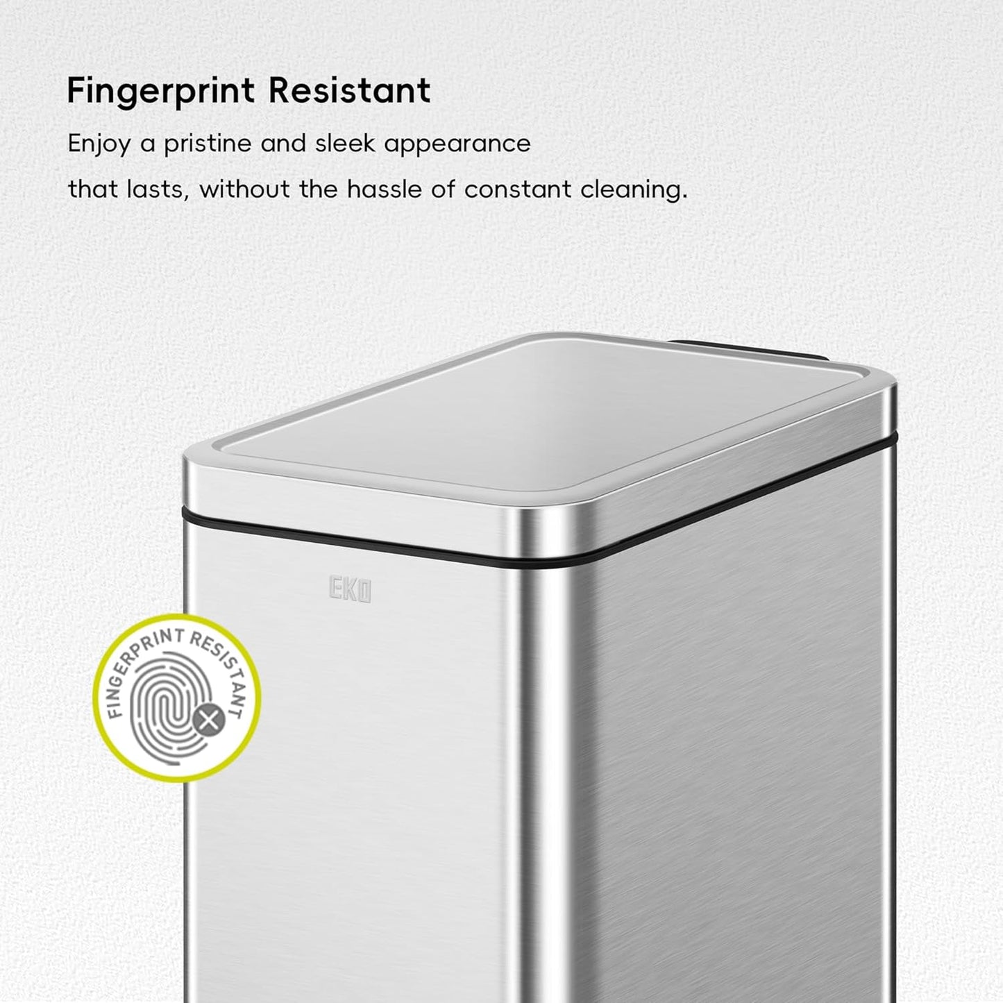 EKO Small Bathroom Trash Can with Lid Soft Close, Step Pedal, 10 Liter / 2.6 Gallon Stainless Steel Garbage Can with Removable Inner Bucket, Anti-Fingerprint Finish (Silver)