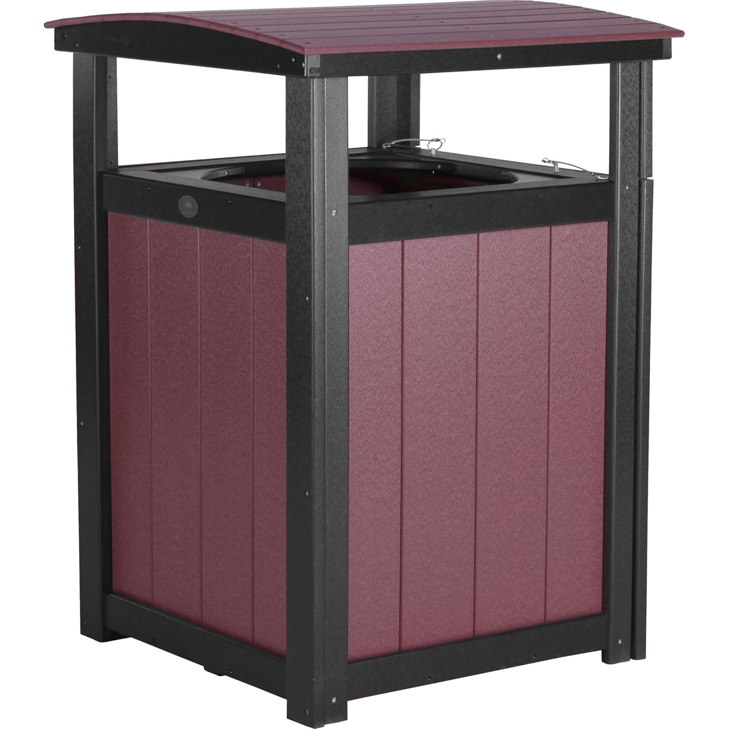 LuxCraft Poly Outdoor Trash Can, Garbage Can Outdoor - Durable All Weather Commercial Trash Can & Residential Outdoor Trash Bin for Patio Pool Park Business and Personal (Antique Mahogany & Black)