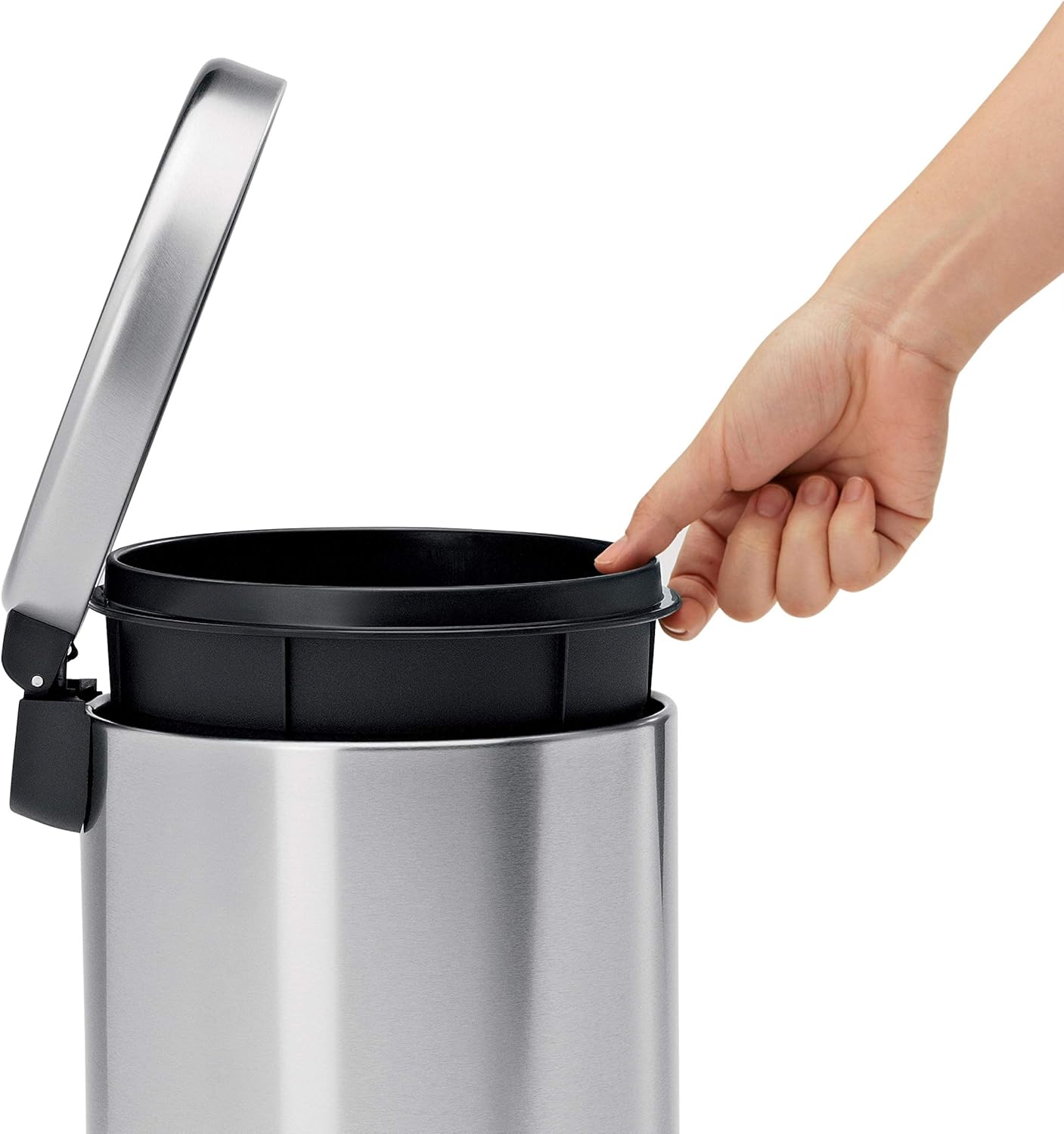 simplehuman 4.5 Liter / 1.2 Gallon Round Bathroom Step Trash Can, Brushed Stainless Steel