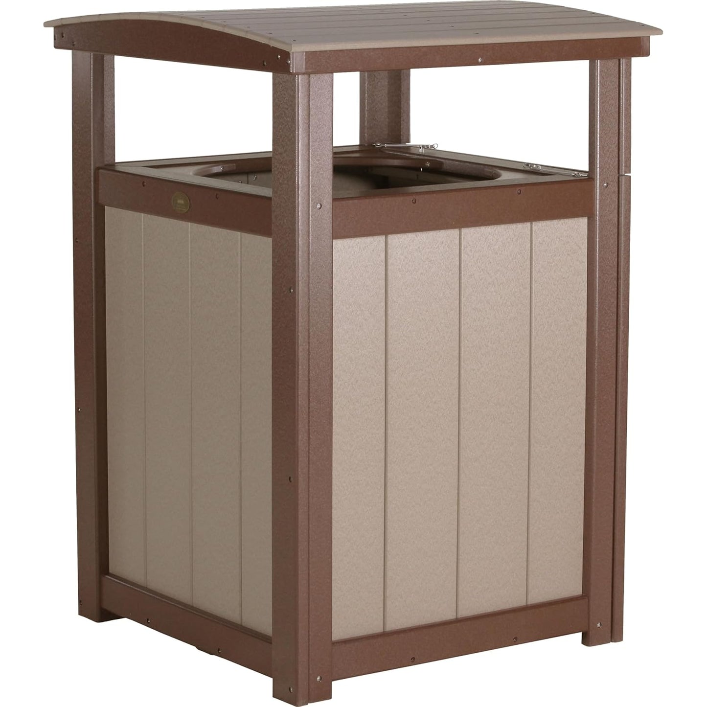 LuxCraft Poly Outdoor Trash Can, Garbage Can Outdoor - Durable All Weather Commercial Trash Can & Residential Outdoor Trash Bin for Patio Pool Park Business and Personal (Antique Mahogany & Black)