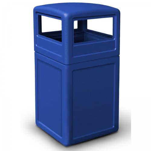 Commercial Zone-73290199 PolyTec 42 Gallon Square Waste Container with Dome Lid Color: Black