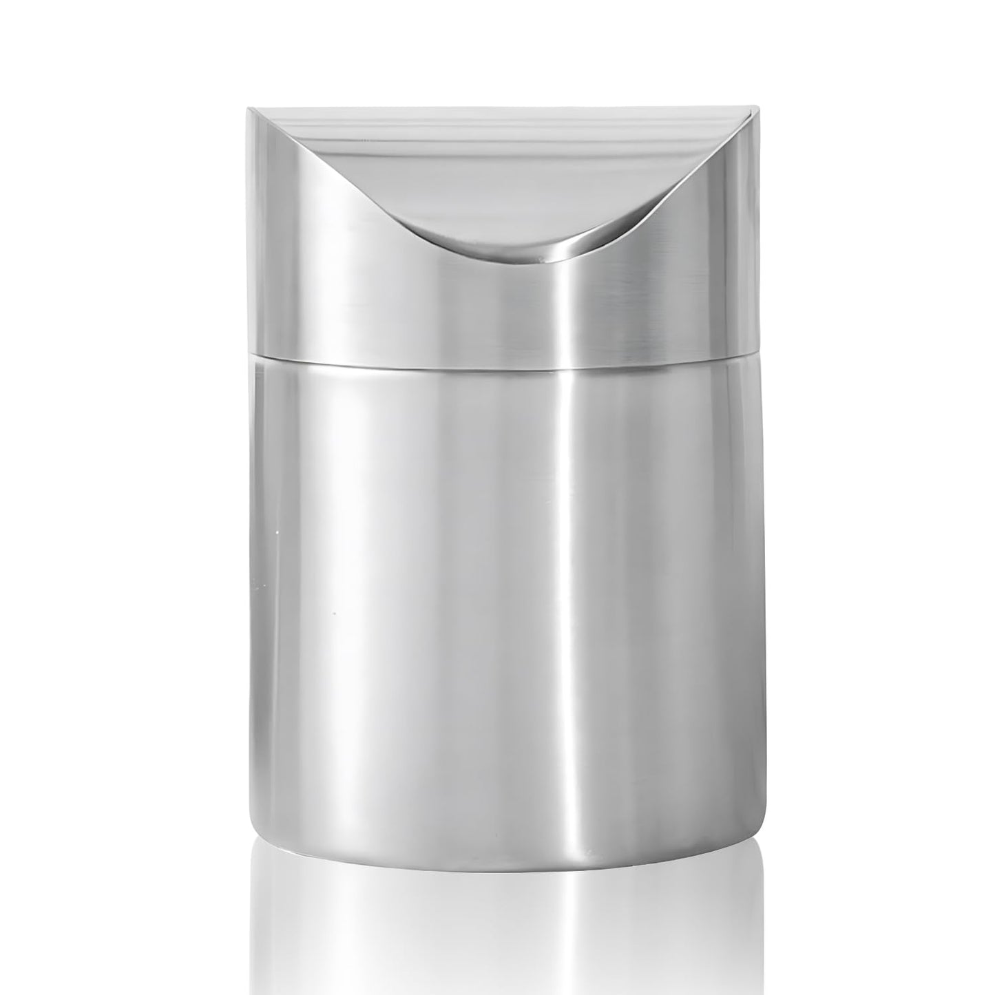 Stainless Steel Trash Can with Swing Lid, Mini Countertop Trash Bin Bathroom, Golden Desktop Garbage Cans Tiny Kitchen Waste Bins with Trash Bag
