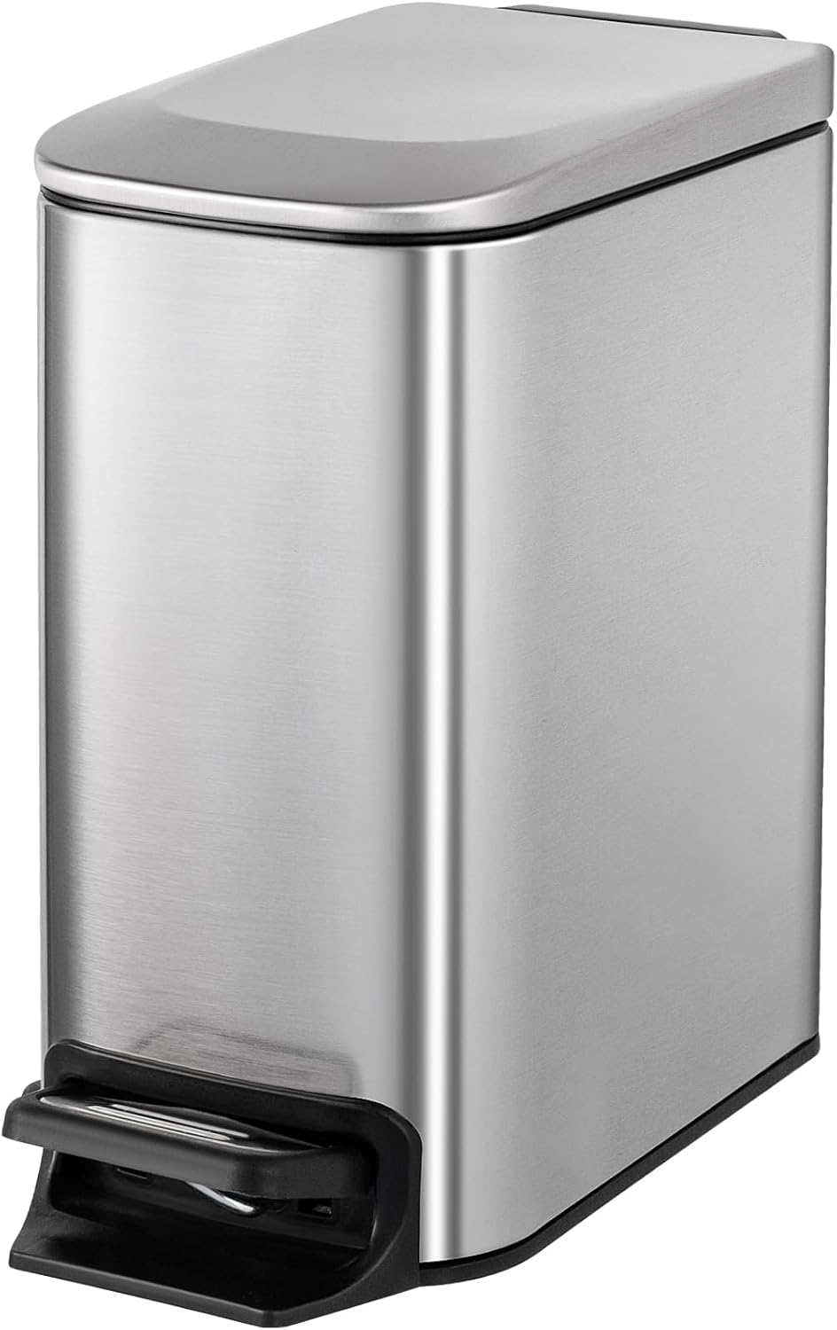 Cesun Small Bathroom Trash Can with Lid Soft Close, Step Pedal, 6 Liter / 1.6 Gallon Stainless Steel Garbage Can with Removable Inner Bucket, Anti-Fingerprint Finish (Brown)