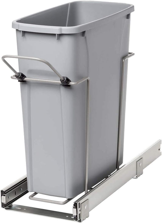 Knape & Vogt RS-PSW9-1-20-P 17 in. H x 8 in. W x D Steel in-Cabinet 20 Qt. Single Platinum Pull Out Trash Can