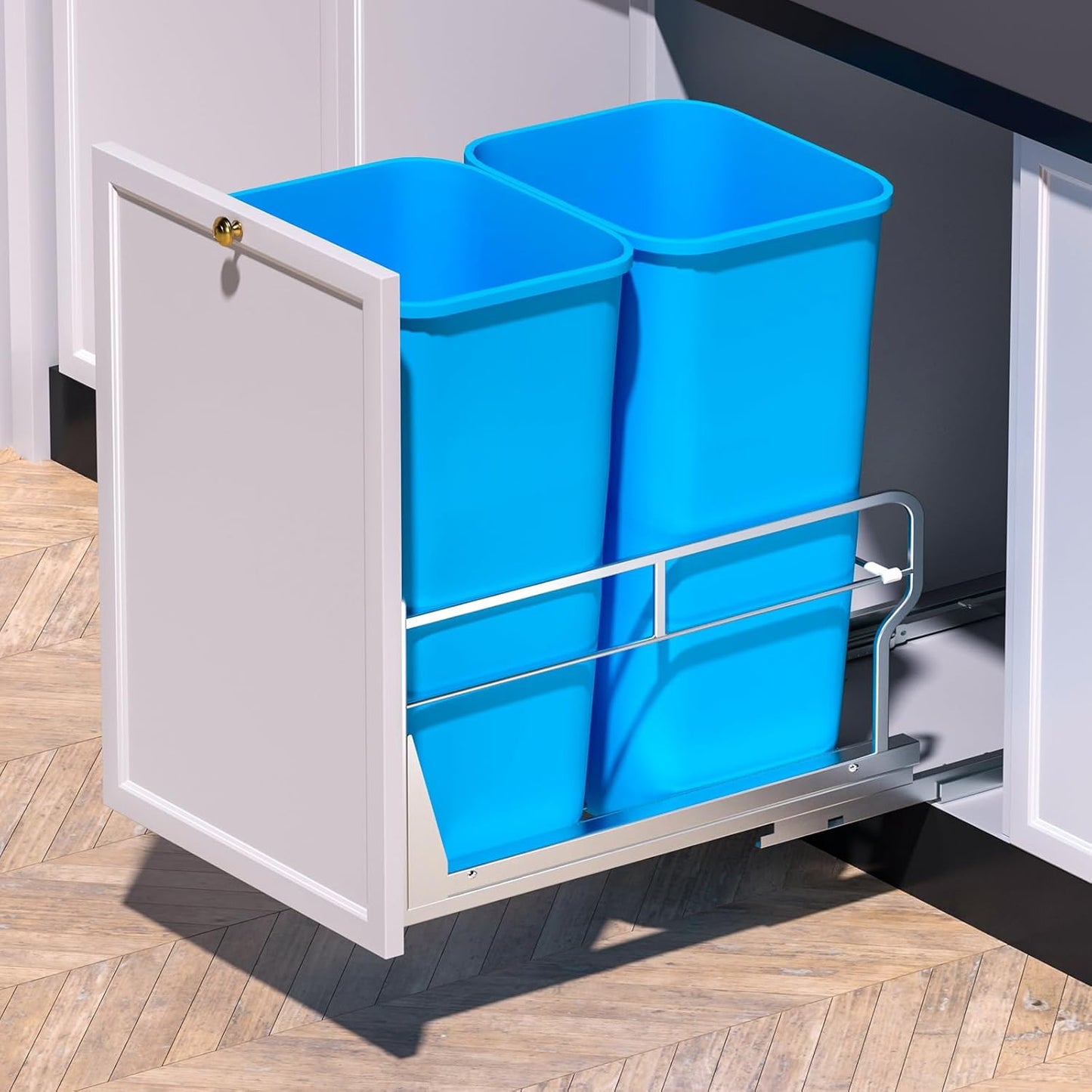 Insputer Pull Out Trash Can Under Cabinet with Soft-Close Slides, Heavy Duty Under Sink Trash Can Kit for Kitchen, Garbage Can Not Included, Requires Minimum Cabinets Opening 12" W X 18" D