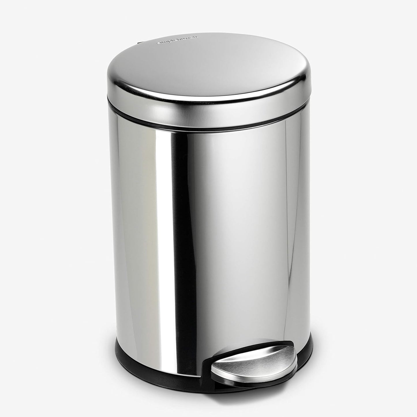simplehuman 4.5 Liter / 1.2 Gallon Round Bathroom Step Trash Can, Brushed Stainless Steel