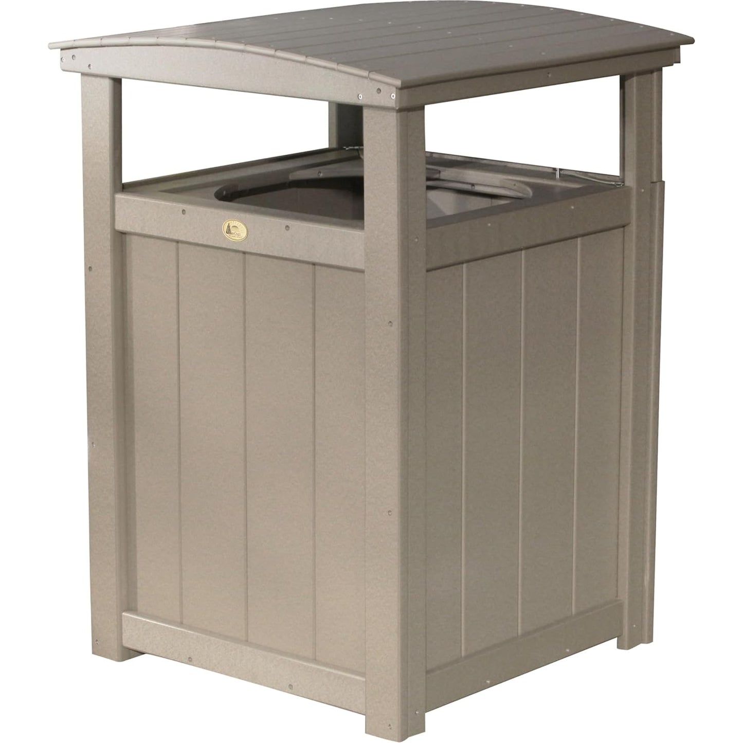 LuxCraft Poly Outdoor Trash Can, Garbage Can Outdoor - Durable All Weather Commercial Trash Can & Residential Outdoor Trash Bin for Patio Pool Park Business and Personal (Antique Mahogany & Black)