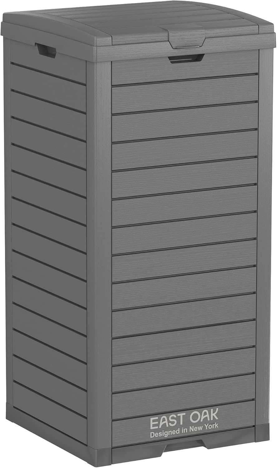 EAST OAK 76 Gallon Outdoor Trash Can | Waterproof Resin Garbage Can with Tiered Lid & Drip Tray | Outside Trash Bin for Patio | Kitchen, Backyard & Deck | Gray Color