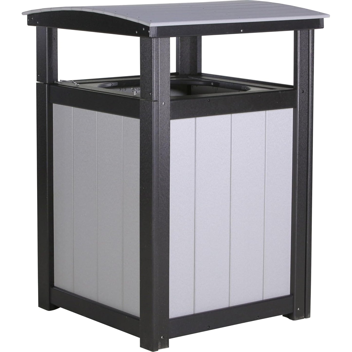 LuxCraft Poly Outdoor Trash Can, Garbage Can Outdoor - Durable All Weather Commercial Trash Can & Residential Outdoor Trash Bin for Patio Pool Park Business and Personal (Antique Mahogany & Black)