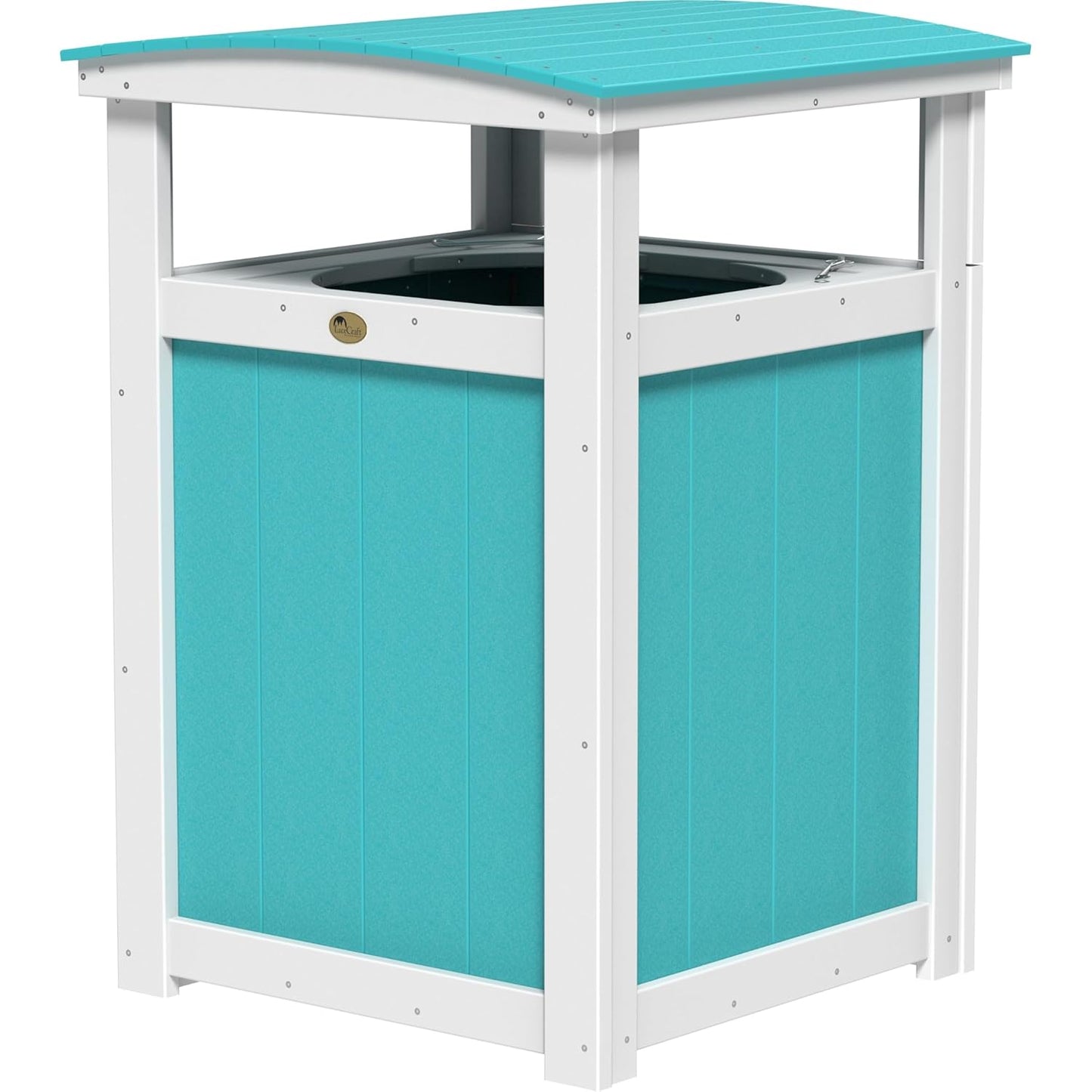 LuxCraft Poly Outdoor Trash Can, Garbage Can Outdoor - Durable All Weather Commercial Trash Can & Residential Outdoor Trash Bin for Patio Pool Park Business and Personal (Antique Mahogany & Black)