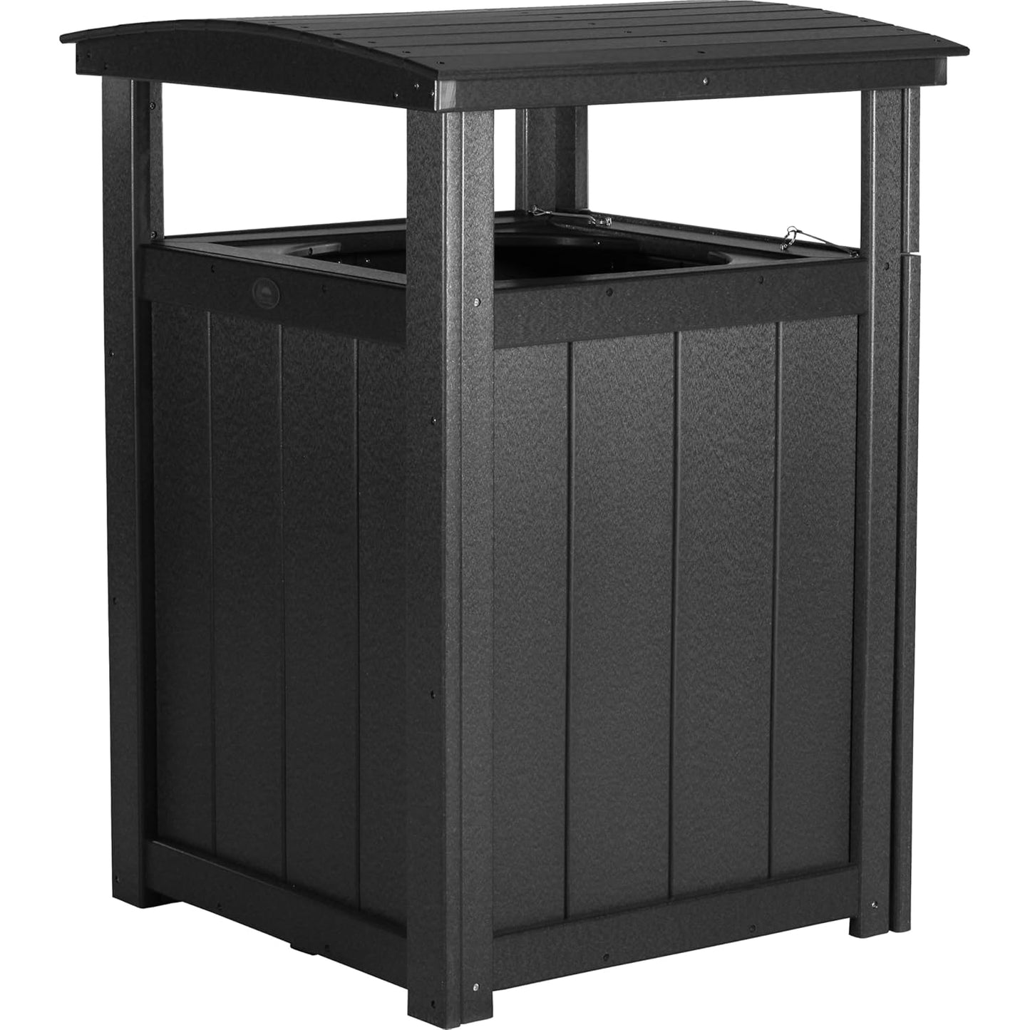 LuxCraft Poly Outdoor Trash Can, Garbage Can Outdoor - Durable All Weather Commercial Trash Can & Residential Outdoor Trash Bin for Patio Pool Park Business and Personal (Antique Mahogany & Black)