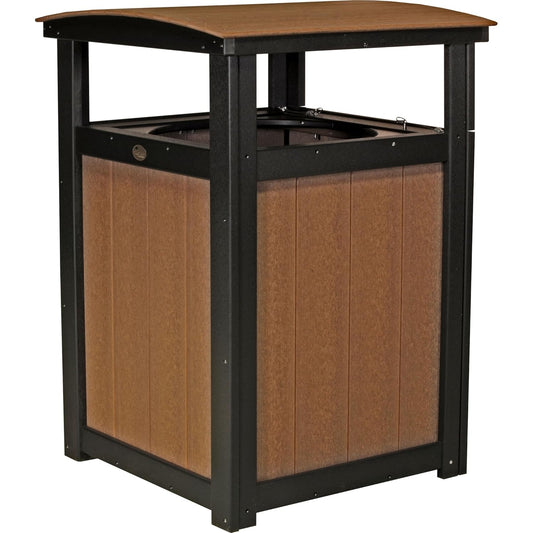 LuxCraft Poly Outdoor Trash Can, Garbage Can Outdoor - Durable All Weather Commercial Trash Can & Residential Outdoor Trash Bin for Patio Pool Park Business and Personal (Antique Mahogany & Black)