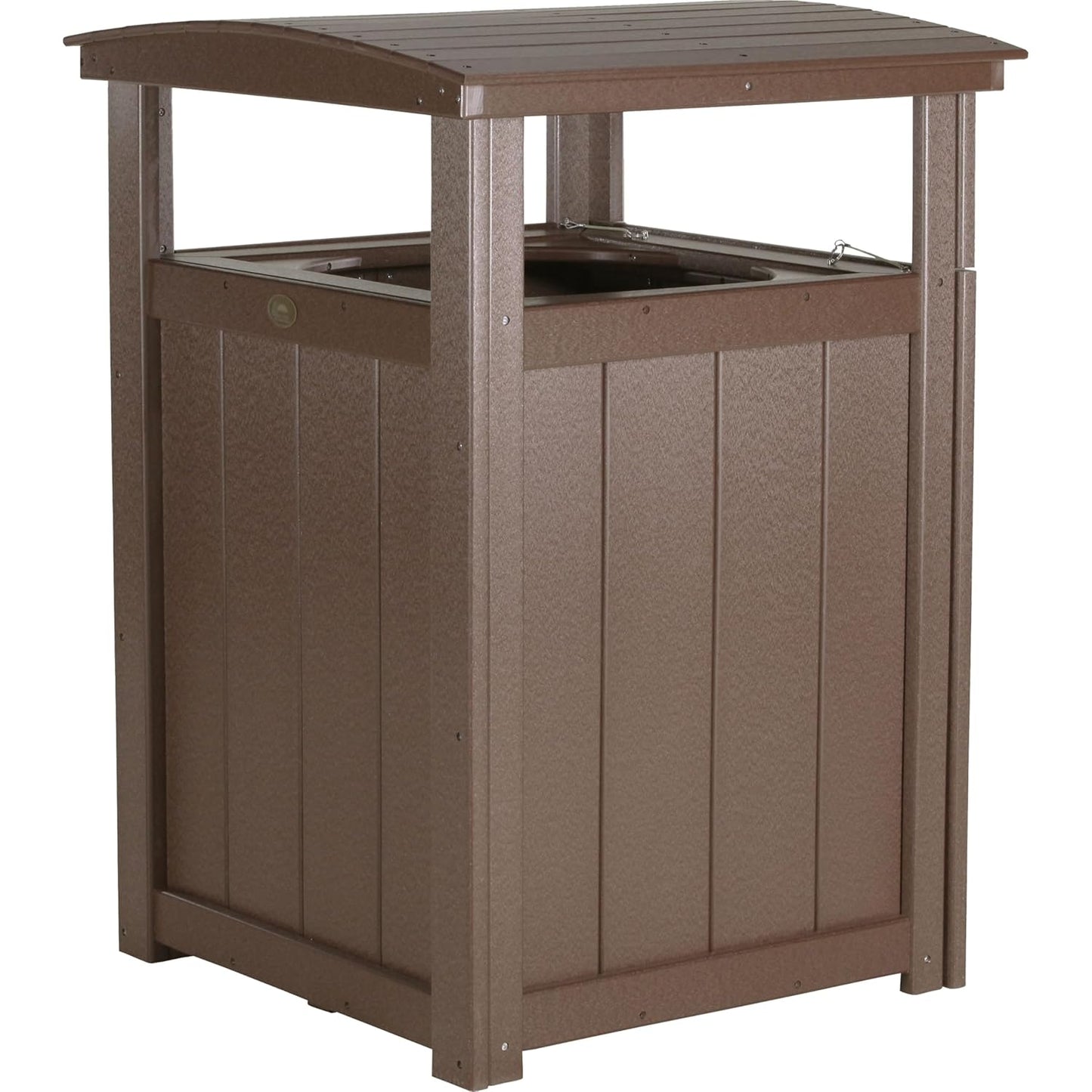 LuxCraft Poly Outdoor Trash Can, Garbage Can Outdoor - Durable All Weather Commercial Trash Can & Residential Outdoor Trash Bin for Patio Pool Park Business and Personal (Antique Mahogany & Black)