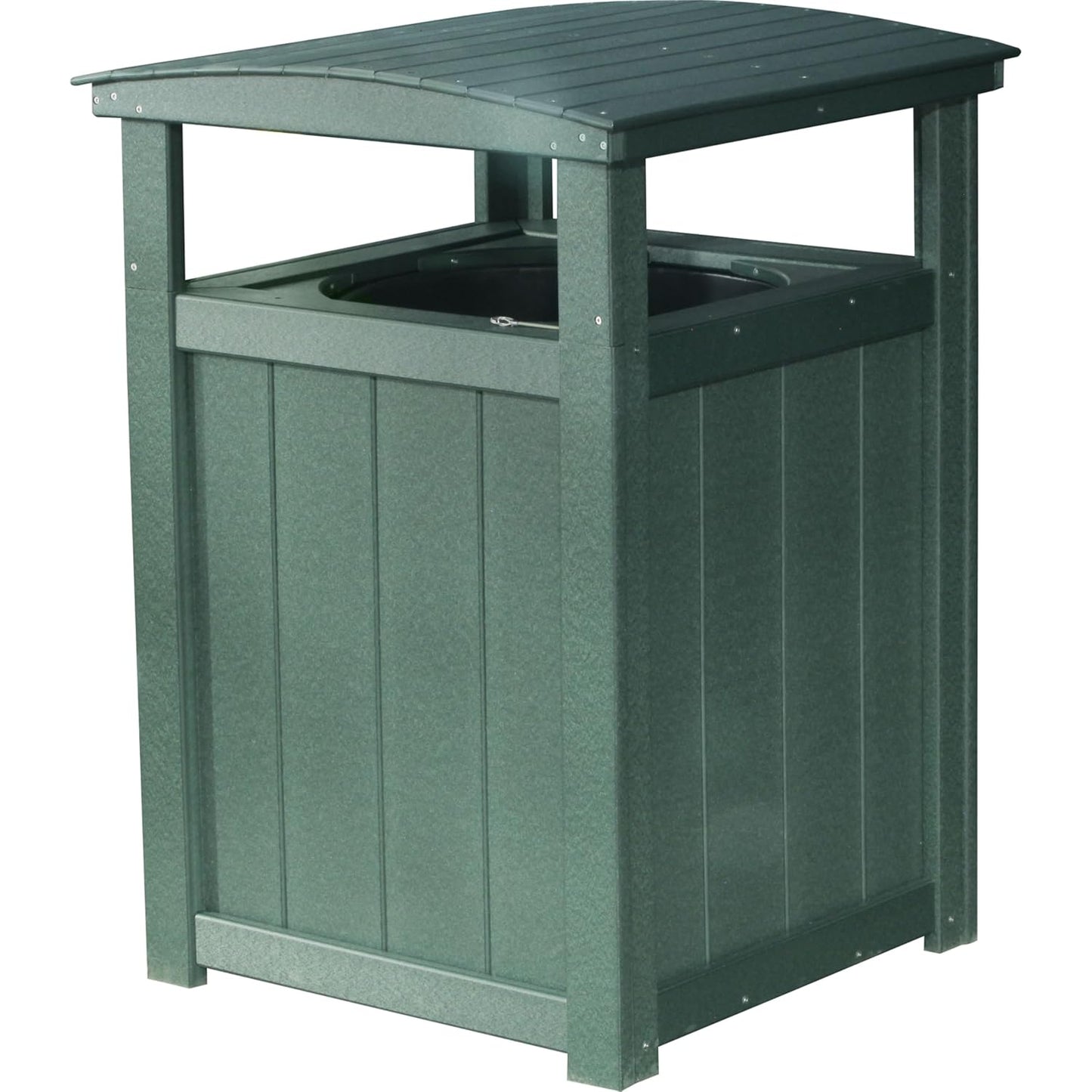 LuxCraft Poly Outdoor Trash Can, Garbage Can Outdoor - Durable All Weather Commercial Trash Can & Residential Outdoor Trash Bin for Patio Pool Park Business and Personal (Antique Mahogany & Black)