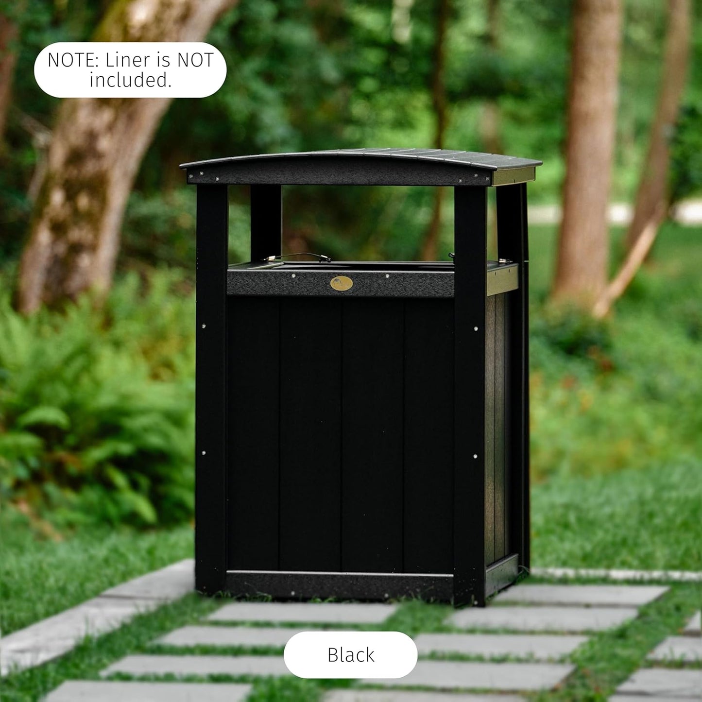 LuxCraft Poly Outdoor Trash Can, Garbage Can Outdoor - Durable All Weather Commercial Trash Can & Residential Outdoor Trash Bin for Patio Pool Park Business and Personal (Antique Mahogany & Black)